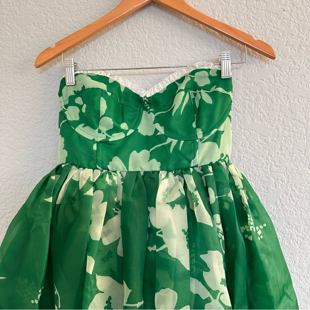 Selkie Green Floral Strapless Tea Dress - Picture 9 of 10